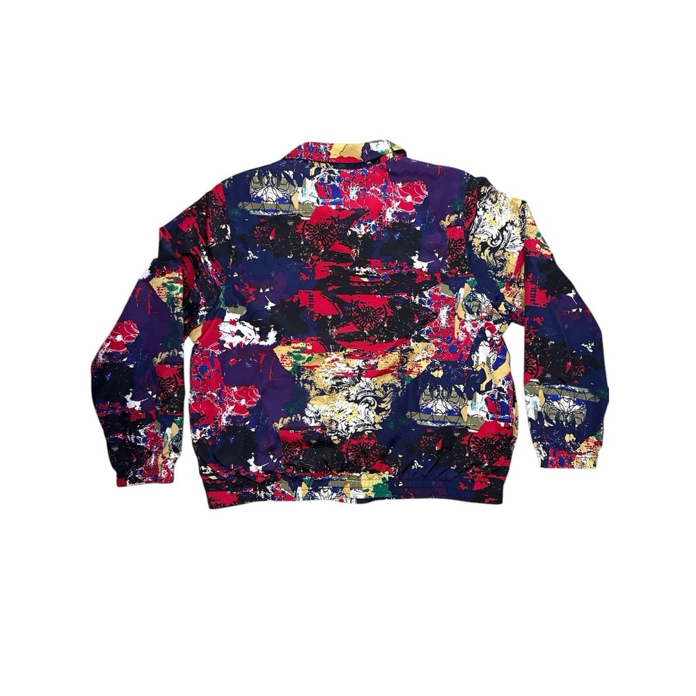 Vintage Koret Jacket Women's Medium Full Zip Windbreaker Abstract Art Print Red - Picture 7 of 8